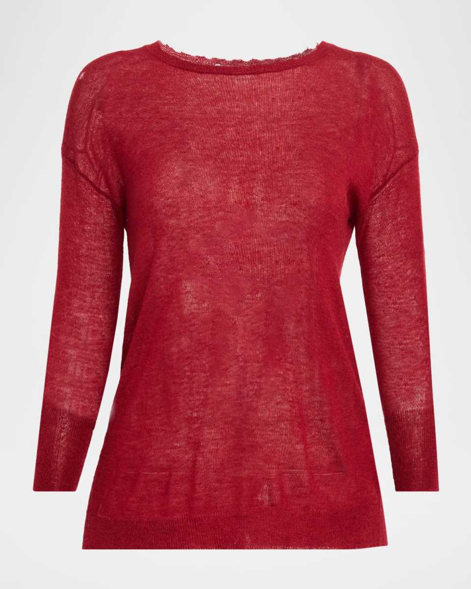 Crewneck Distressed Sheer Cashmere Sweat